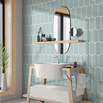 Witty Green Glossy Tear Field Ceramic Tile 3 5/8×8 (DC00131)