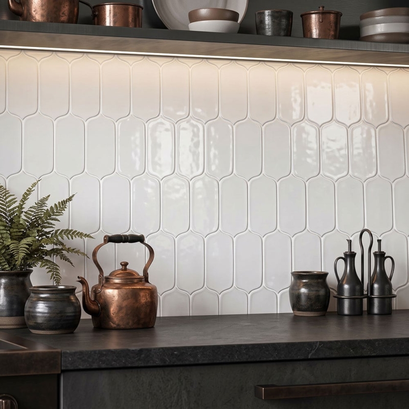Royal White Glossy Tear Field Ceramic Tile 3 5/8×8 (DC00216)