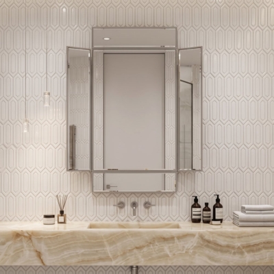 Royal White Glossy Reliefed Picket Ceramic Accent Tiles 2×6 (DC00228)