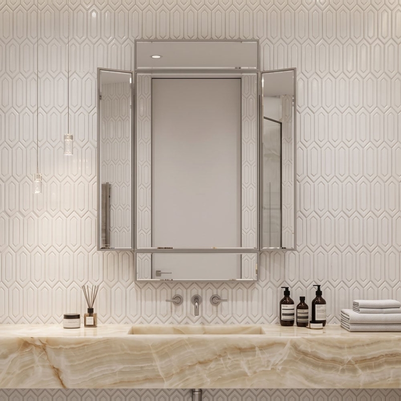 Royal White Glossy Reliefed Picket Ceramic Accent Tiles 2×6 (DC00228)
