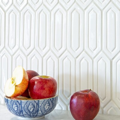 Royal White Glossy Reliefed Picket Ceramic Wall Decos 2×6 (DC00228)