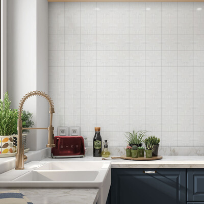 Royal White Glossy Link Ceramic Wall Decos 6×6 (DC00243)