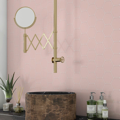 Rosie Glossy Hexagon 5 Ceramic Tile 5 (DC00258)