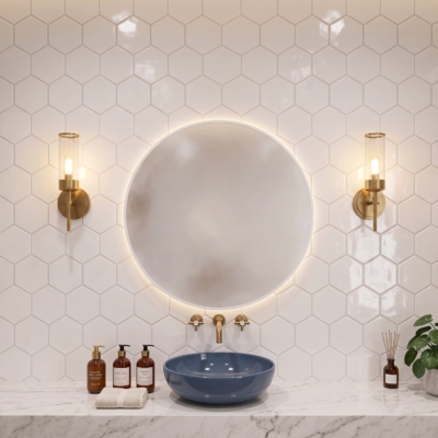Royal White Glossy Hexagon 5 Ceramic Tile 5 (DC00259)