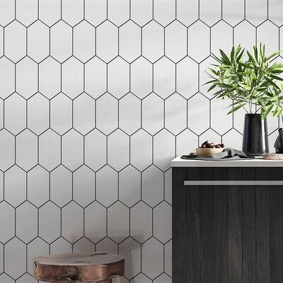 Royal White Glossy Picket Ceramic Tile 3×6 (DC00265)