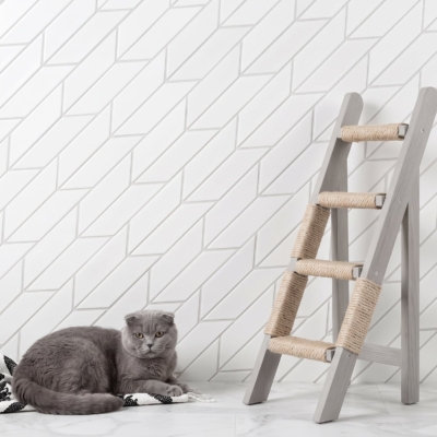 Satin Cotton Matte Chevron Ceramic Tile 2×6 (DC00273)