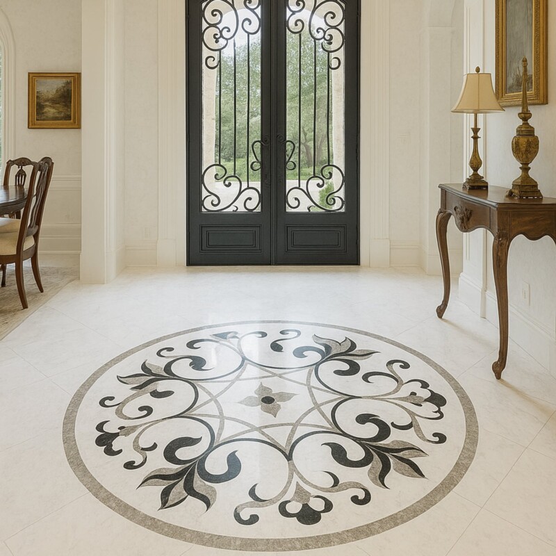 Rafeal Multi Finish Round Marble Medallion 36” Radius 36×36
