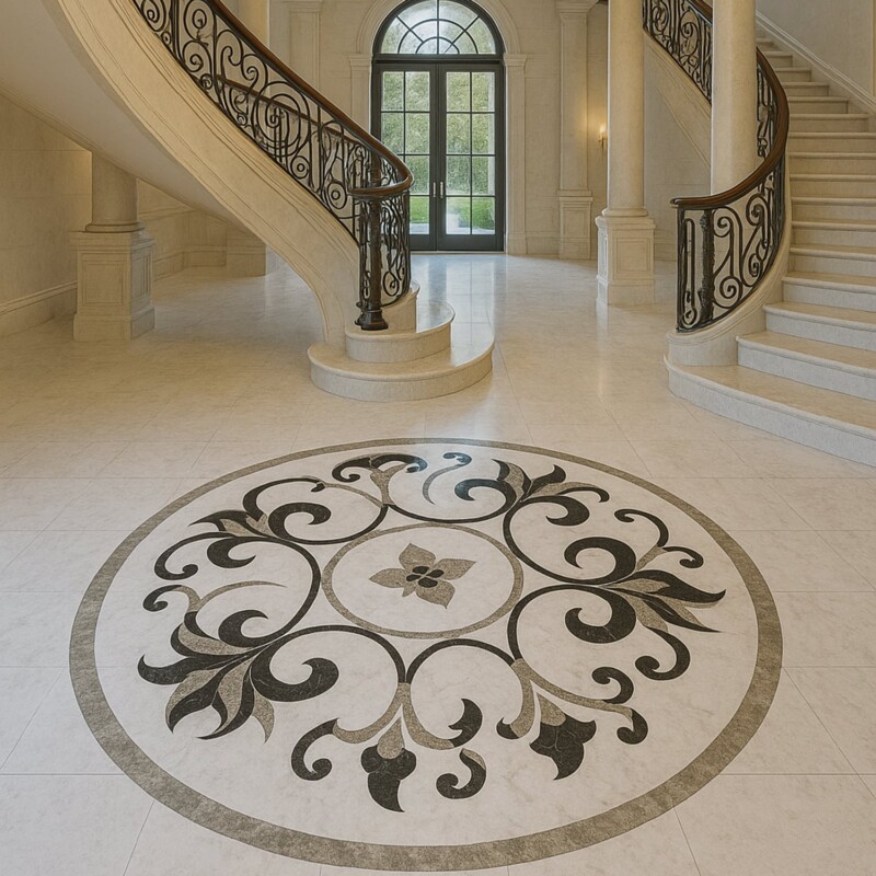 Rafeal Multi Finish Round Marble Medallion 36” Radius 36×36