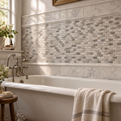 Verona Polished 5/8×1 1/4 Marble Mosaics 12×12 (MS00802)