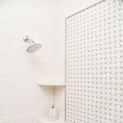 Champagne&olive Green Honed Basket Weave Limestone Mosaic 12×12 (MS00930)