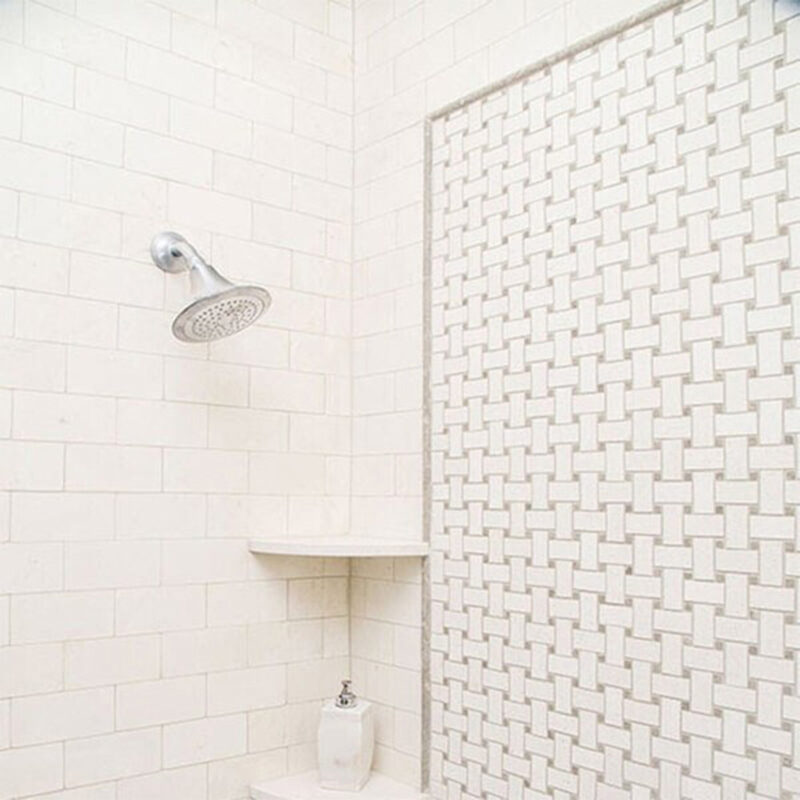 Champagne&olive Green Honed Basket Weave Limestone Mosaic 12×12 (MS00930)