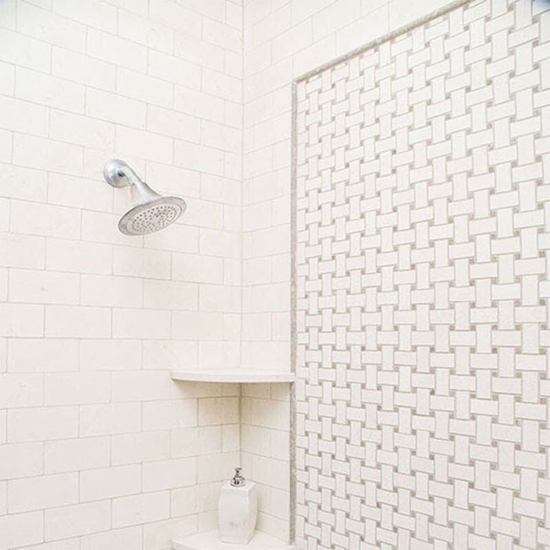 Champagne&olive Green Honed Basket Weave Limestone Mosaic 12×12 (MS00930) Champagne Honed Limestone Tile 12×24 (TL13343)