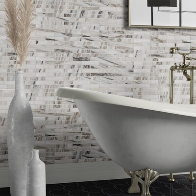 Skyline Polished 1 1/4×6 Marble Mosaic 12×12 (MS01153)