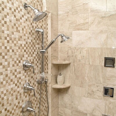 Diana Royal Polished 5/8×5/8 Marble Mosaic 12×12 (MS01171) Diana Royal Polished Cornice Marble Moldings 2×12 (ML00718) Diana Royal Polished Lattice Marble Mosaic 12×12 (MS01174) Diana Royal Polished Marble Tile 6×12 (TL15288)