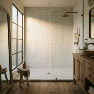 Glacier Textured Hexagon 2 Marble Mosaics 10 3/8×12 (MS01292)