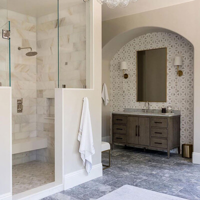 Snow White, Avenza Multi Finish Classic Lattice Marble Mosaic 14 3/4×14 3/4 (MS01497)