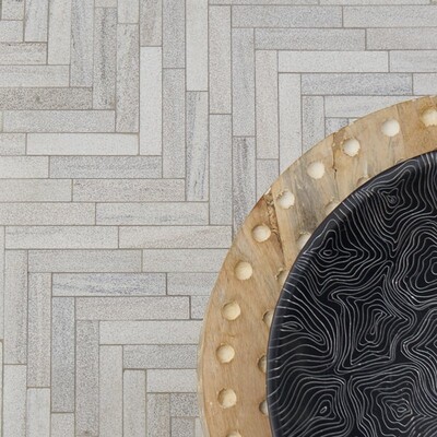 Skyline Full Grain Large Herringbone Marble Mosaic 12 7/8×8 9/16 (MS01509)