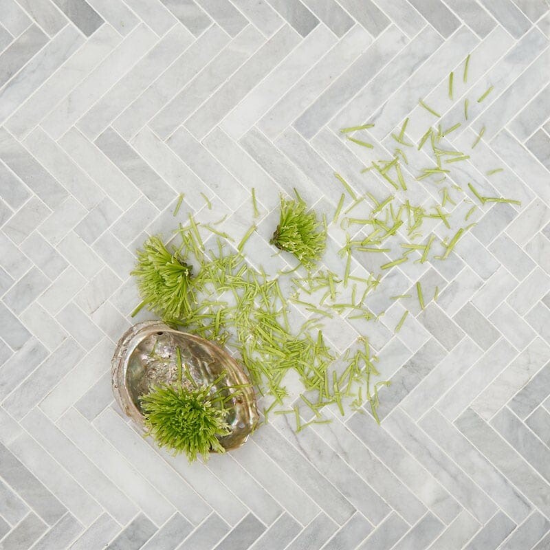 Avenza Honed Mixed Herringbone Marble Mosaics 16 5/6×12 1/16