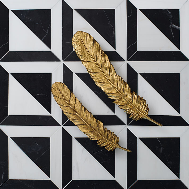 Black, Snow White Honed York Marble Mosaics 11 15/16×11 15/16