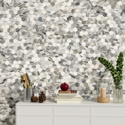 Skyline Polished Hexagon Marble Mosaic 10 3/8×12 (MS01595)