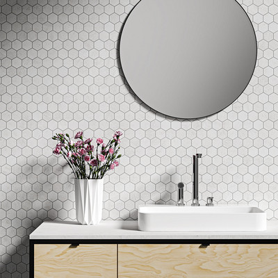 Iceberg Polished Hexagon Marble Mosaic 10 3/8×12 (MS01668)