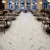 Frost White Honed Herringbone 5/8×2 Marble Mosaics 12 1/8×13 3/8
