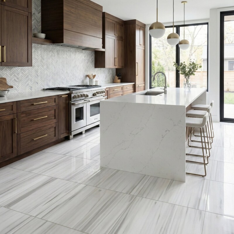 Frost White Honed Herringbone 5/8×2 Marble Mosaics 12 1/8×13 3/8