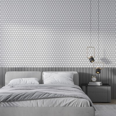 Thassos, Thassos White Honed Hexagon Marble Mosaic 10 3/8×12 (MS01721)