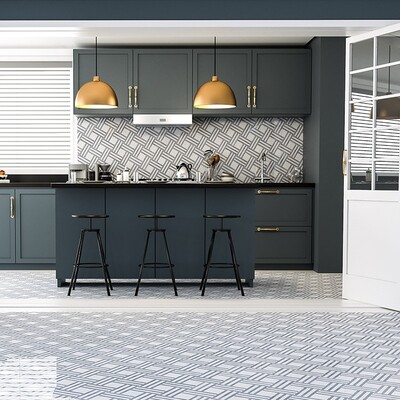 Snow White, Allure Multi Finish Maze Basket Marble Mosaic 14 15/16×17 11/16 (MS01778)
