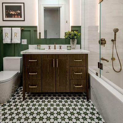 Verde Capri, Snow White Multi Finish Stars Marble Mosaic 14 3/16×14 15/16 (MS01784)