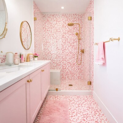 Ruby Glossy Polka Colore Look Ceramic Mosaics 12×12 (MS01991) Room Scene Image