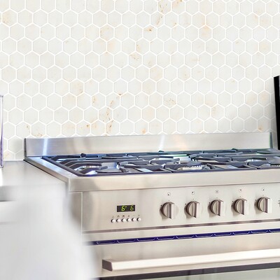 Calacatta Amber Honed Hexagon Marble Mosaic 10 3/8×12 (MS01996)