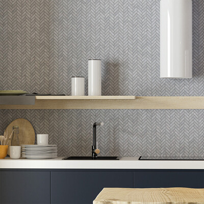 Allure Light Honed Herringbone 5/8×3 Marble Mosaic 10 7/16×12 13/16 (MS02038)