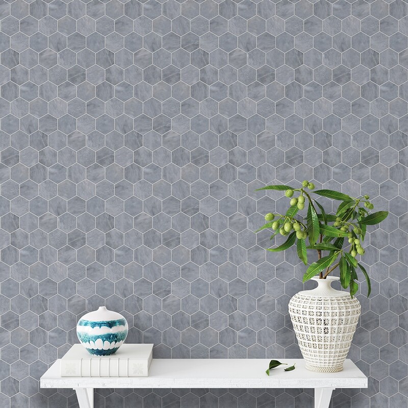 Allure Light Honed Hexagon Marble Mosaics 10 3/8×12