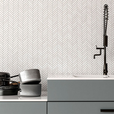 Iceberg Honed Herringbone 5/8×3 Marble Mosaic 12 1/8×13 3/8 (MS02118)