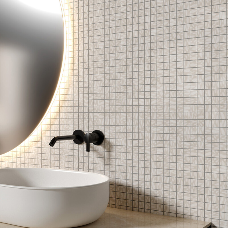 Neutral Weave Blend Matte 1×1 Ceramic Mosaics 12×12