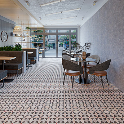 Ivory, Britannia, Bosphorus, Red Laguna Tumbled Aspendos Marble Mosaic 8×8 (MS02272)