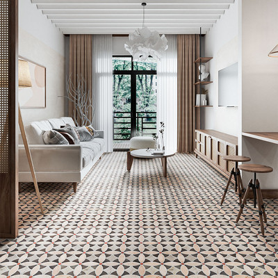 Ivory, Britannia, Bosphorus, Red Laguna Tumbled Aspendos Marble Mosaic 8×8 (MS02272)