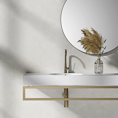 Vanilla Honed Hexagon 2 Marble Mosaic 10 3/8×12 (MS02298)