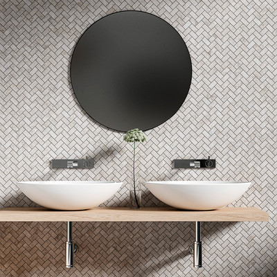 Silver Shadow Honed Herringbone 1×2 Marble Mosaic 11 5/8×12 3/8 (MS02302)