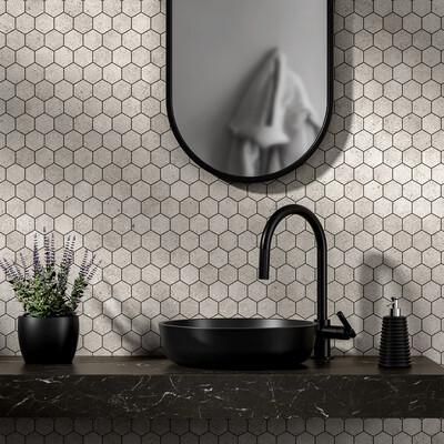 Octavia Bone Hexagon 2 Porcelain Mosaic 10 3/8×12 (MS02505)