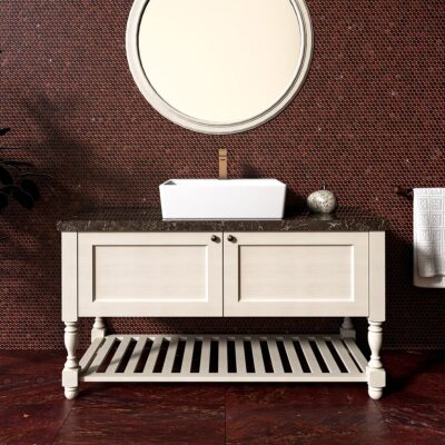 Red Bordeaux Honed Penny Round Marble Mosaic 11 1/4×11 3/4 (MS02565) Red Bordeaux Honed  Marble Tile 12×24 (TL20336)