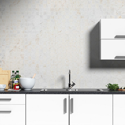 White Pearl, Blue Celeste Multi Finish Pinwheel Marble Mosaic 10 7/16×10 7/16 (MS02582)