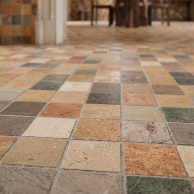 Ariana Honed 2×2 Limestone Mosaics 12×12 (MS02615) Room Scene Image