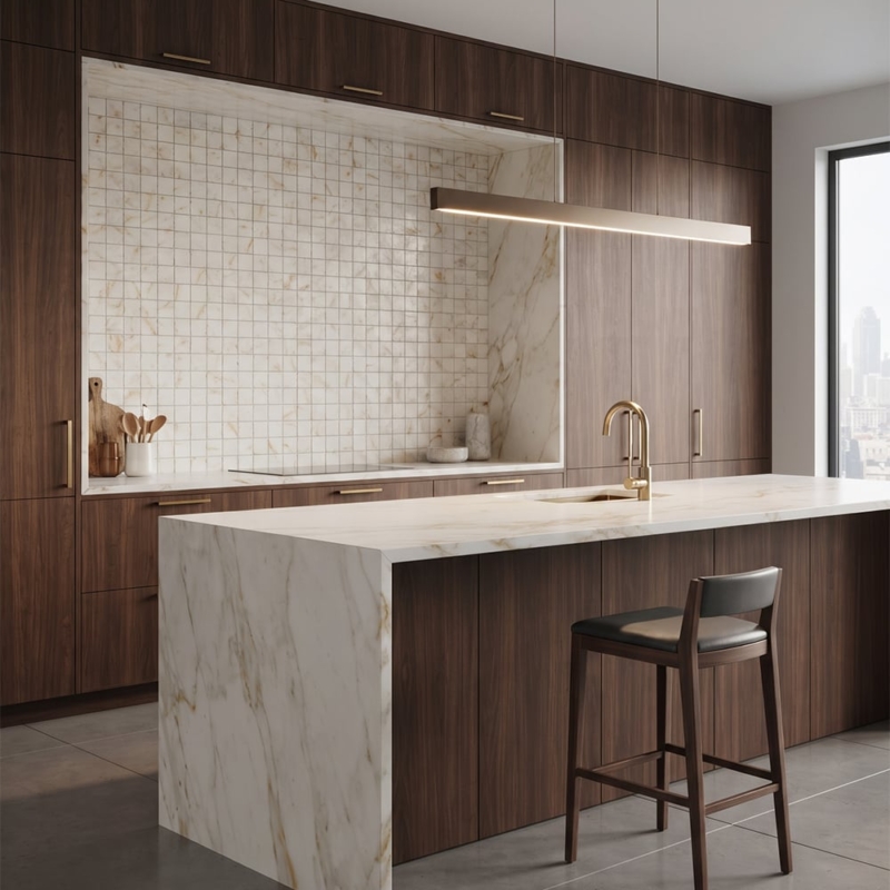 Calacatta Amber Honed Marble Mosaics 12×12 (MS02742)