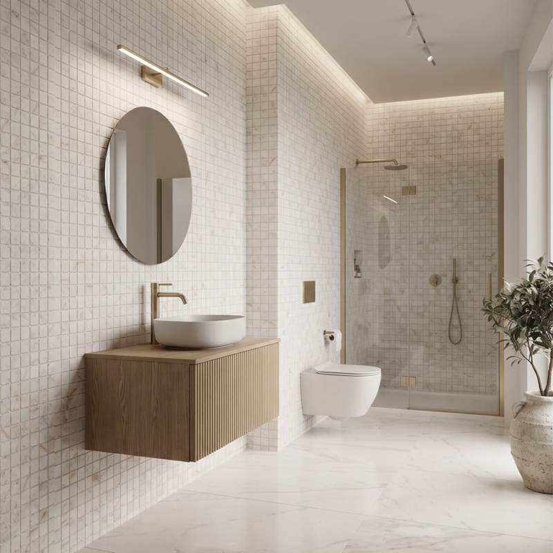 Calacatta Amber Honed Marble Mosaics 12×12 (MS02742)