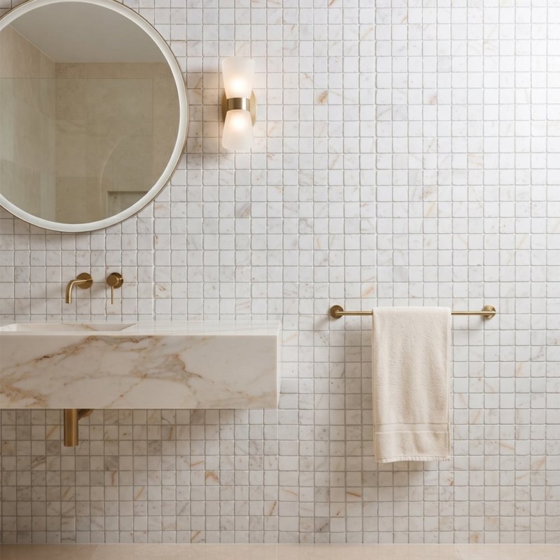 Calacatta Amber Honed Marble Mosaics 12×12 (MS02742)