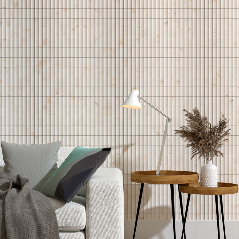 Calacatta Amber Honed Mini Ion 1 1/4×3 Marble Mosaics 12×12