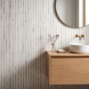 Snow White,Calacatta Renaissance Honed Mod Stripes Marble Mosaics 12×12 (MS02896)