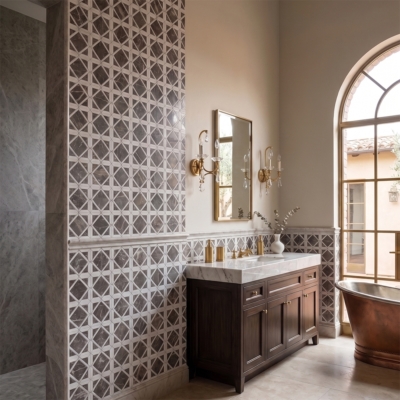 Silver Drop,Snow White Honed Kent Marble Mosaics 13 9/16×13 9/16 (MS02928)